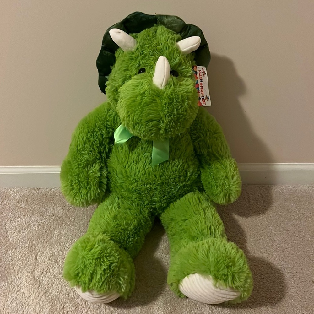 32 inch Green Dinosaur with Bowtie Stuffed Animal - NWT